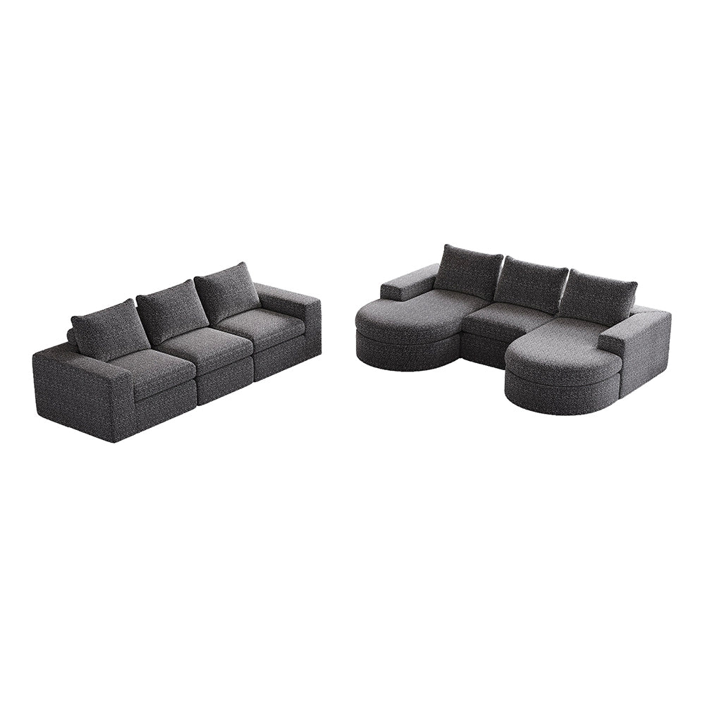 Set 2 pezzi - Xylo - divano chenille modulabile componibile forma L