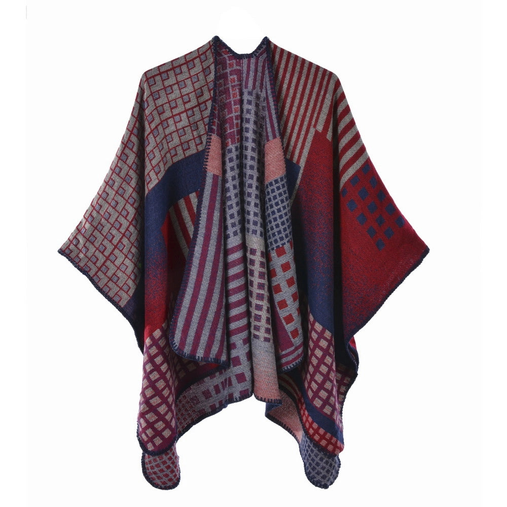 Sciarpa da donna double-face, scialle caldo e spesso in jacquard in stile europeo e americano.