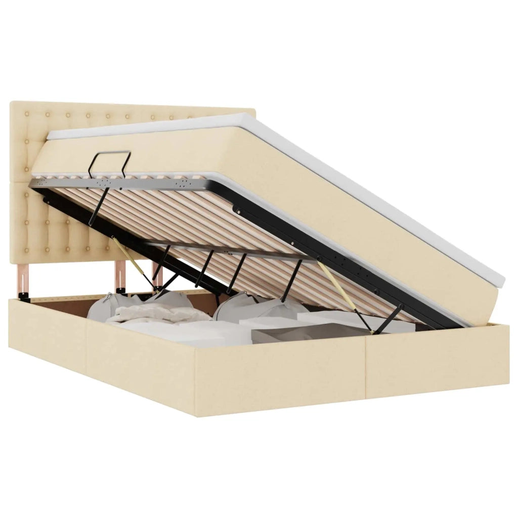 Letto con contenitore LED e materasso Crema 140 x 190 cm