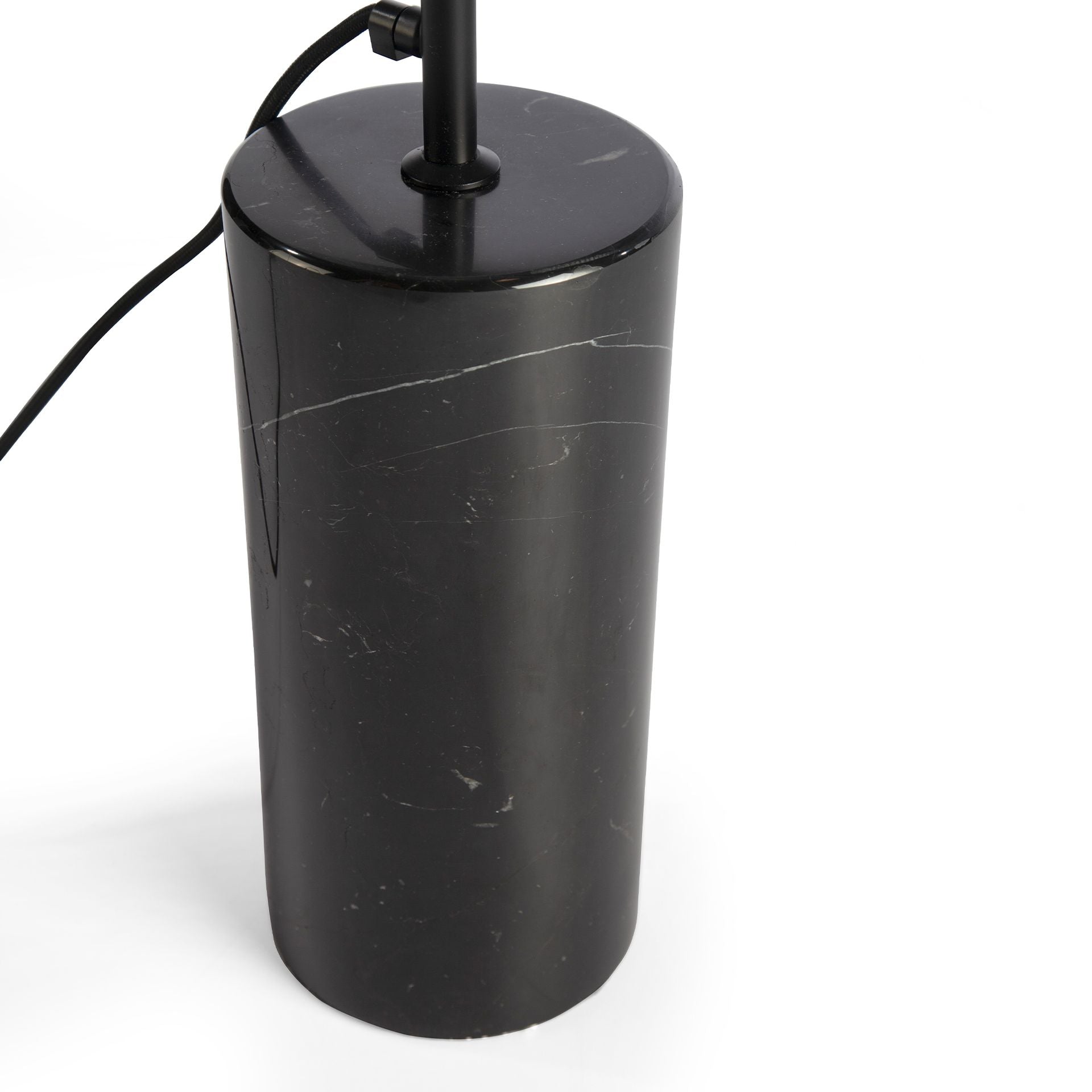Lampada da terra in marmo nero e acciaio nero