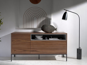 Lampada da terra in marmo nero e acciaio nero