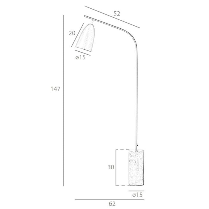 Lampada da terra in marmo nero e acciaio nero