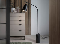 Lampada da terra in marmo nero e acciaio nero