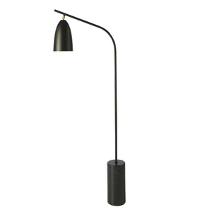 Lampada da terra in marmo nero e acciaio nero