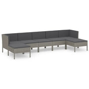 Set Divani da Giardino 7 pz | Set Salotto da Giardino con Cuscini in Polyrattan Grigio