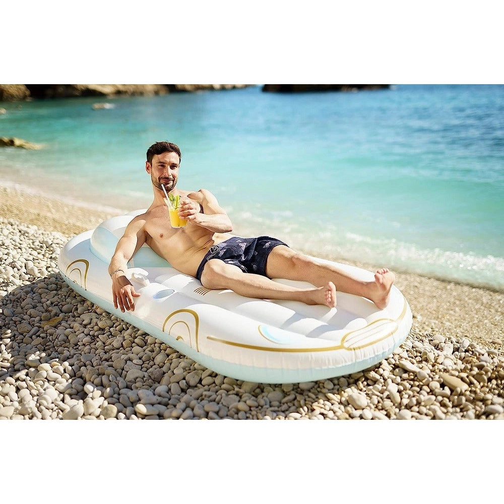 Trade Shop - Materassino Gonfiabile Galleggiante Piscina 228x108cm Portabibite Maniglie 43651 -