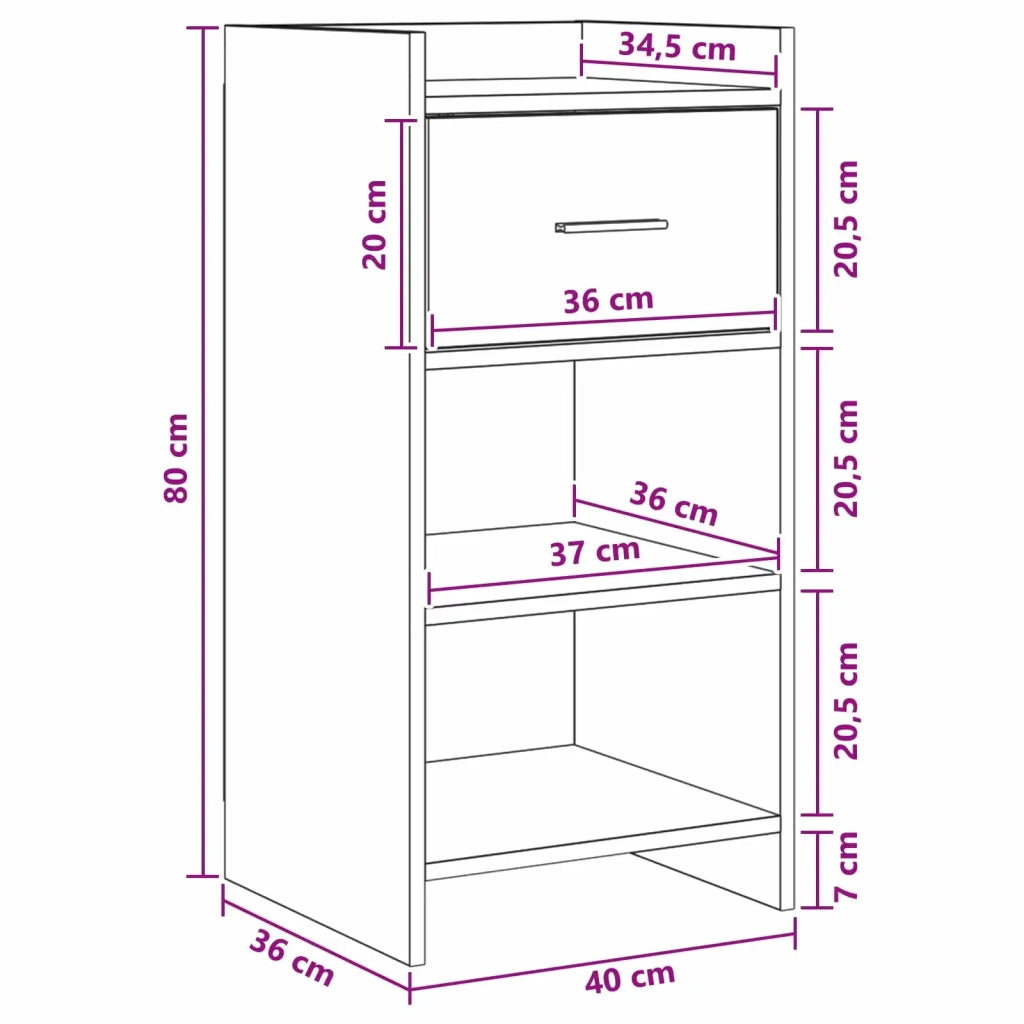 Credenza Rovere Fumo 40 x 36 x 80 cm Legno ingegnerizzato 8011079