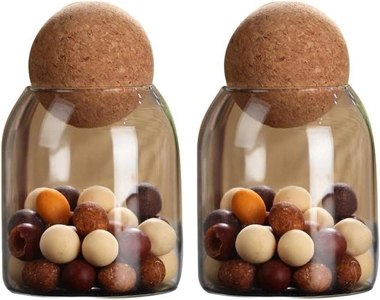 Contenitore in Vetro con Coperchio - 500ml - Translucido con Coperchio a Tappo Ballo