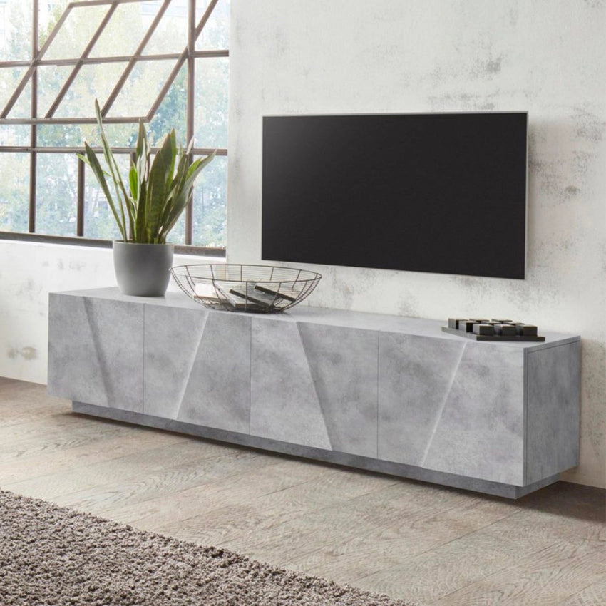Porta TV moderna a 4 ante battenti in cemento PING