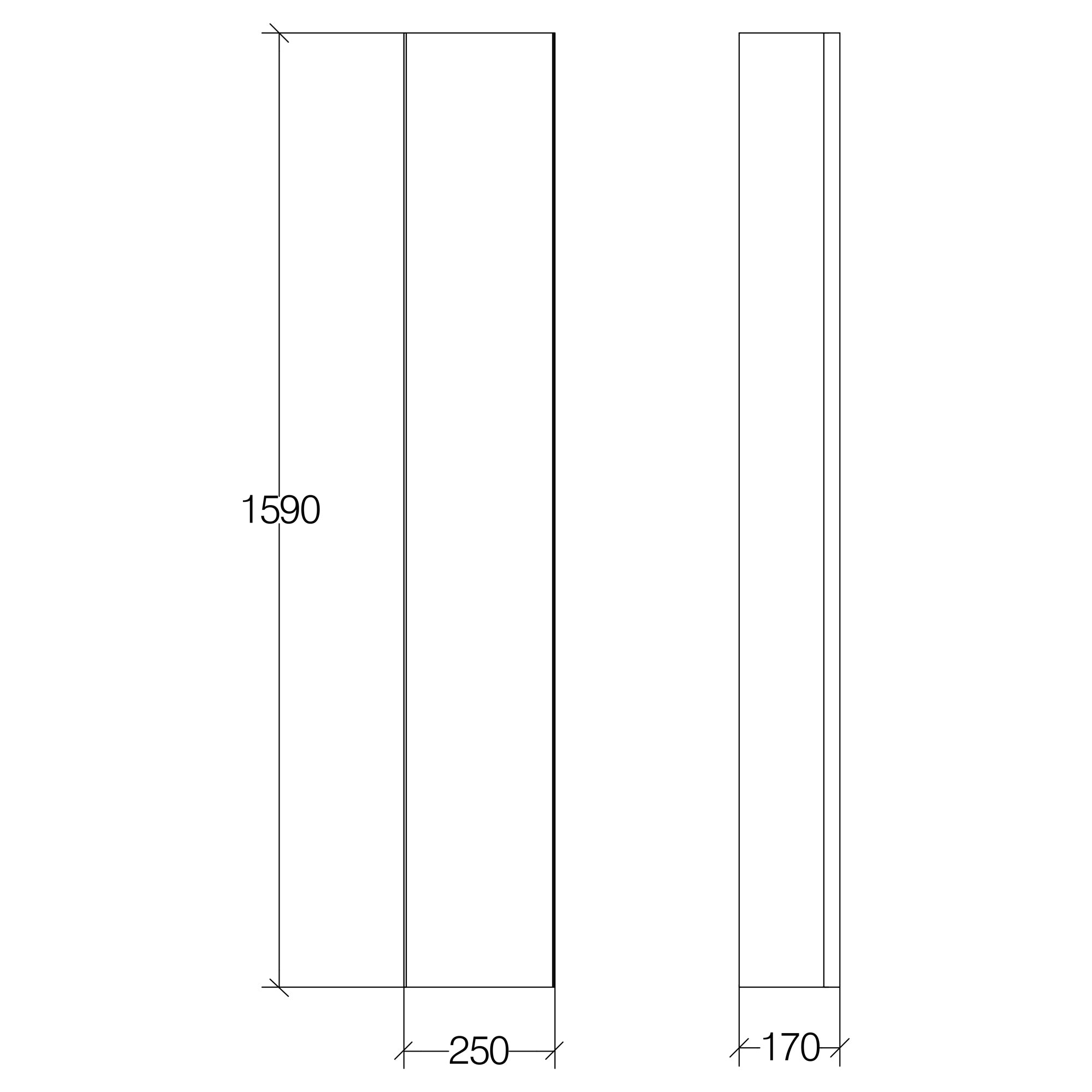 Lineabeta - Colonna con anta a specchio Ciacole L.160X25 cm bianco