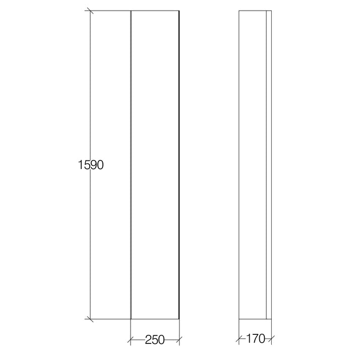 Lineabeta - Colonna con anta a specchio Ciacole L.160X25 cm nero