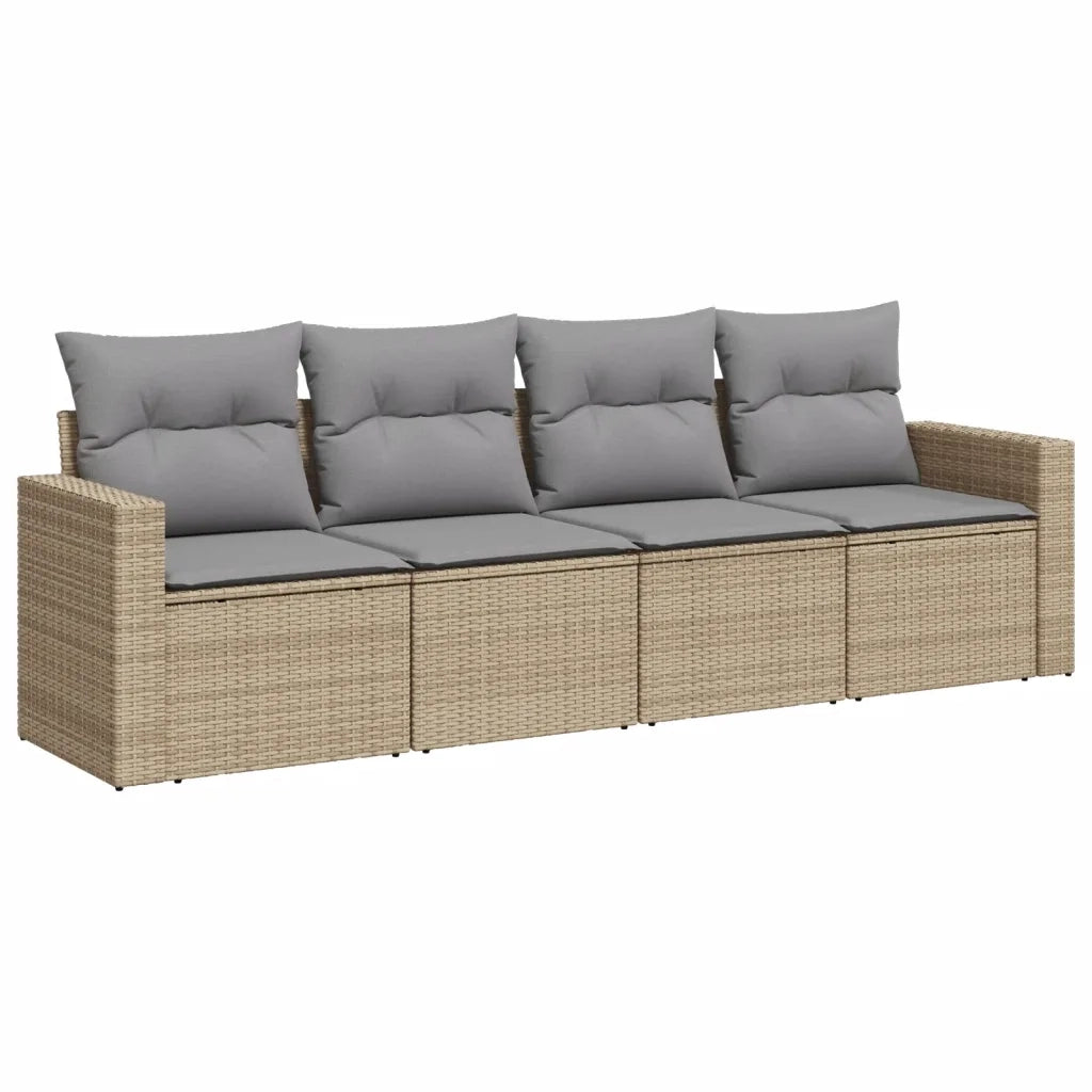 Set Divano da Giardino 4 pz con Cuscini Beige in Polyrattan 3218669