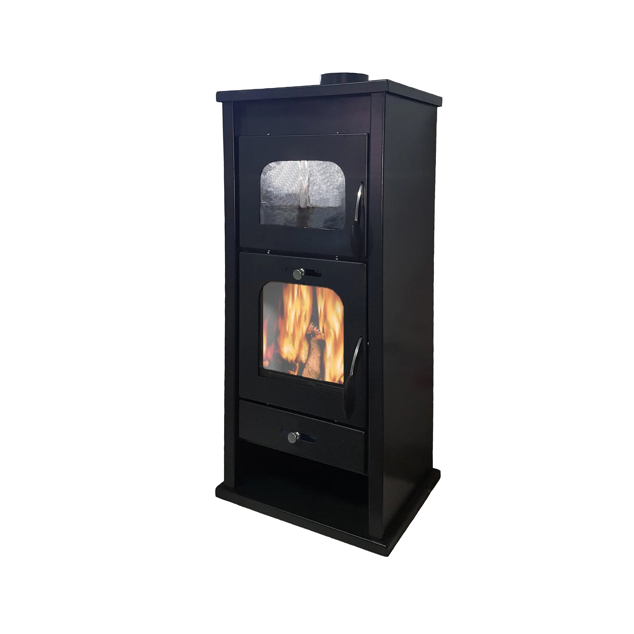 Stufa A Legna Gran Paradiso In Acciaio Verniciato 62x52x109cm