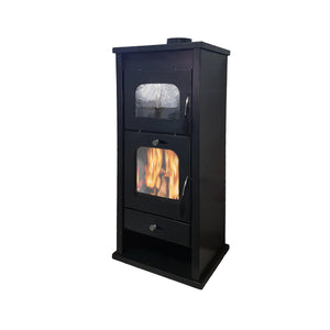 Stufa A Legna Gran Paradiso In Acciaio Verniciato 62x52x109cm