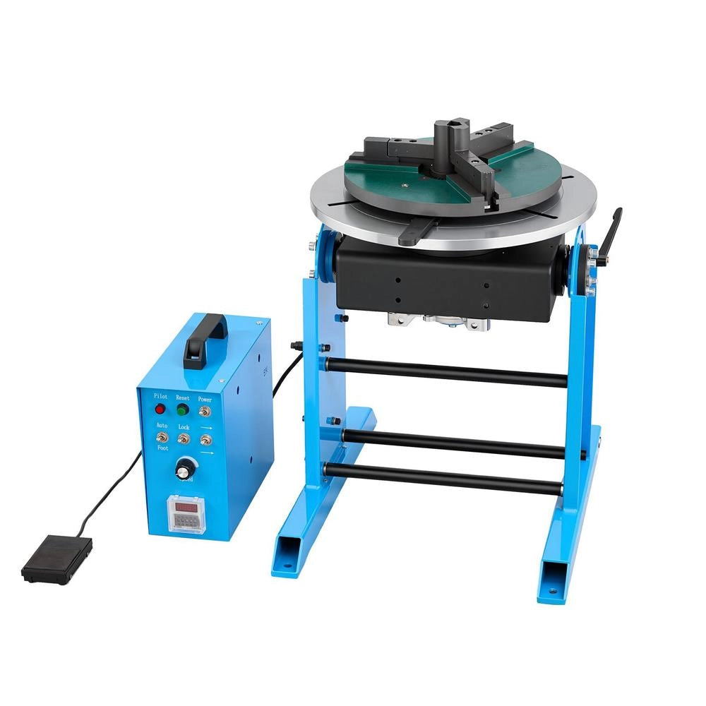 Welding Turntable 200 Kg, Welding Positioner 120 W, Tilt Angle -45° To 90°, Speed Control 0.5–5 Rpm, Electric & Foot Pedal, For Cutting, Grinding & Assembly Work