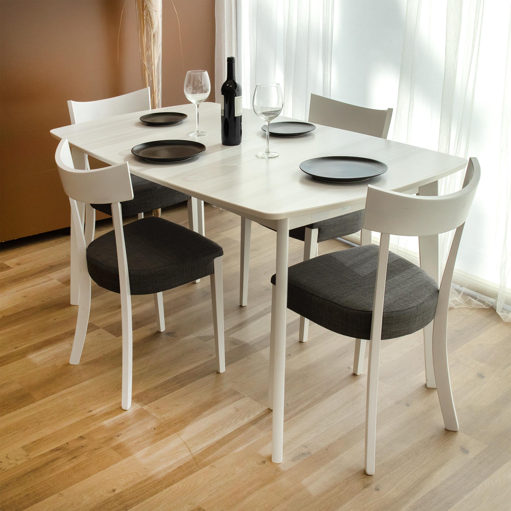 Set Da 2,Sedia Lizz Bianca Grigia 