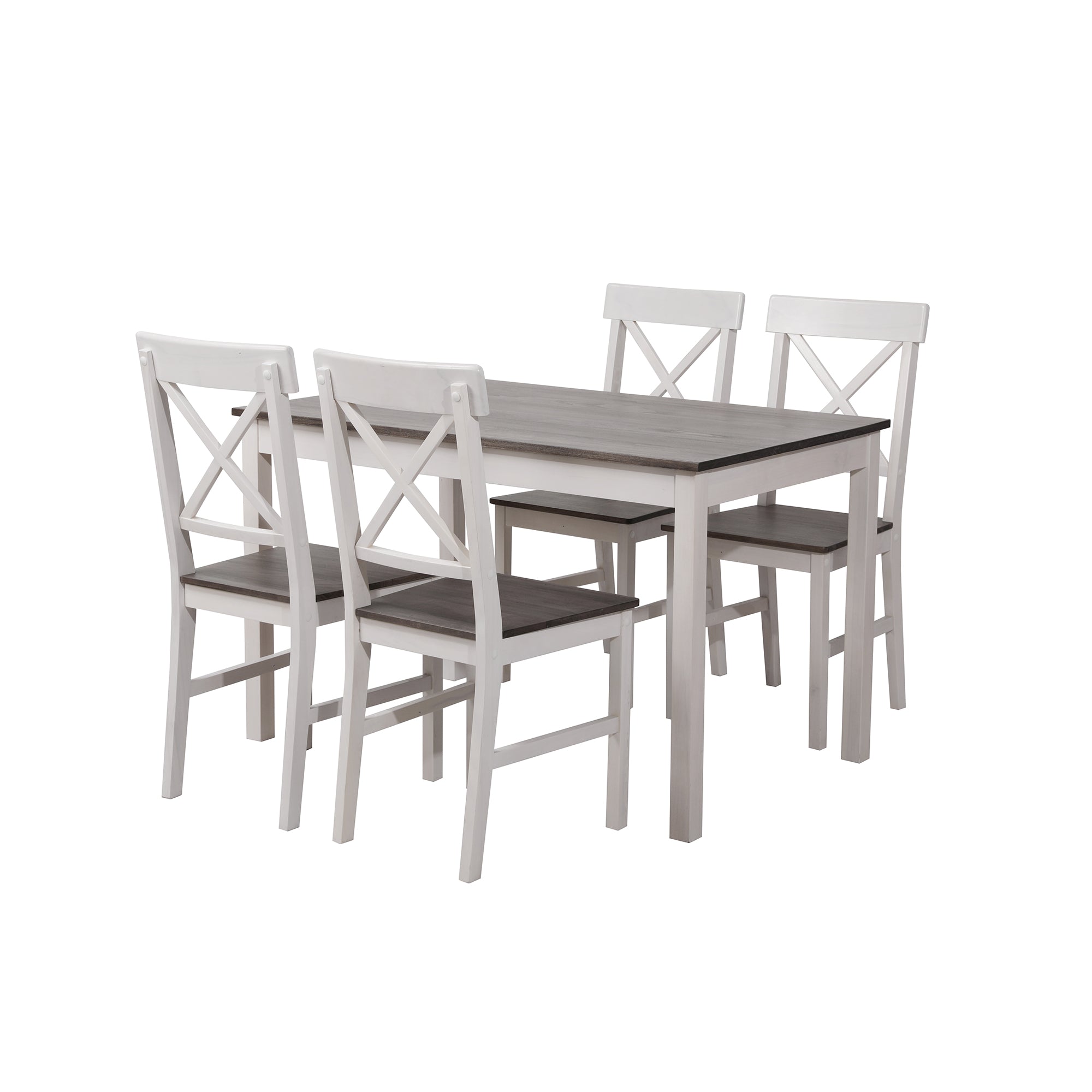 Set Woody Tavolo+4Sedie  Fumo/ Gambe Bianche 