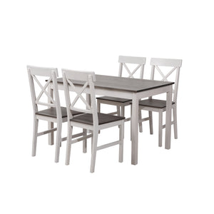 Set Woody Tavolo+4Sedie  Fumo/ Gambe Bianche 