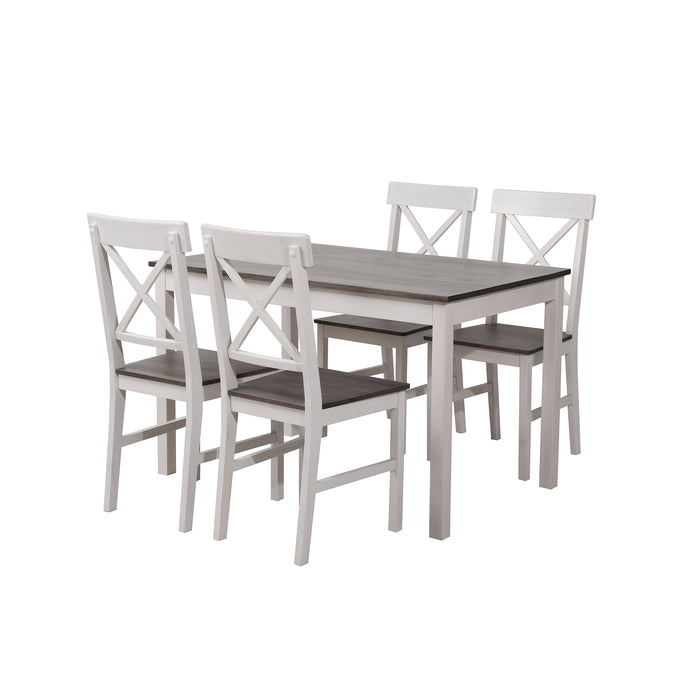 Set Woody Tavolo+4Sedie  Fumo/ Gambe Bianche 