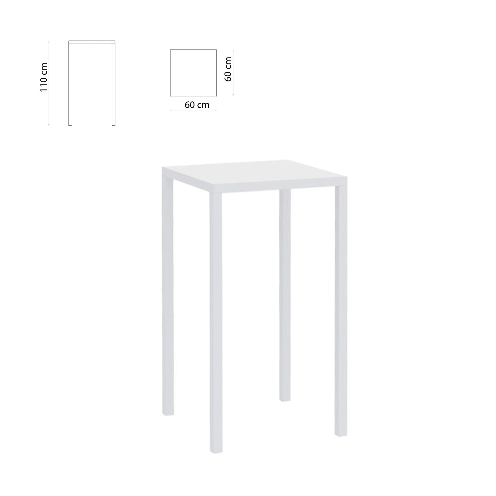 Tavolo Tetris 60X60 H110 Bianco Raggrinzato