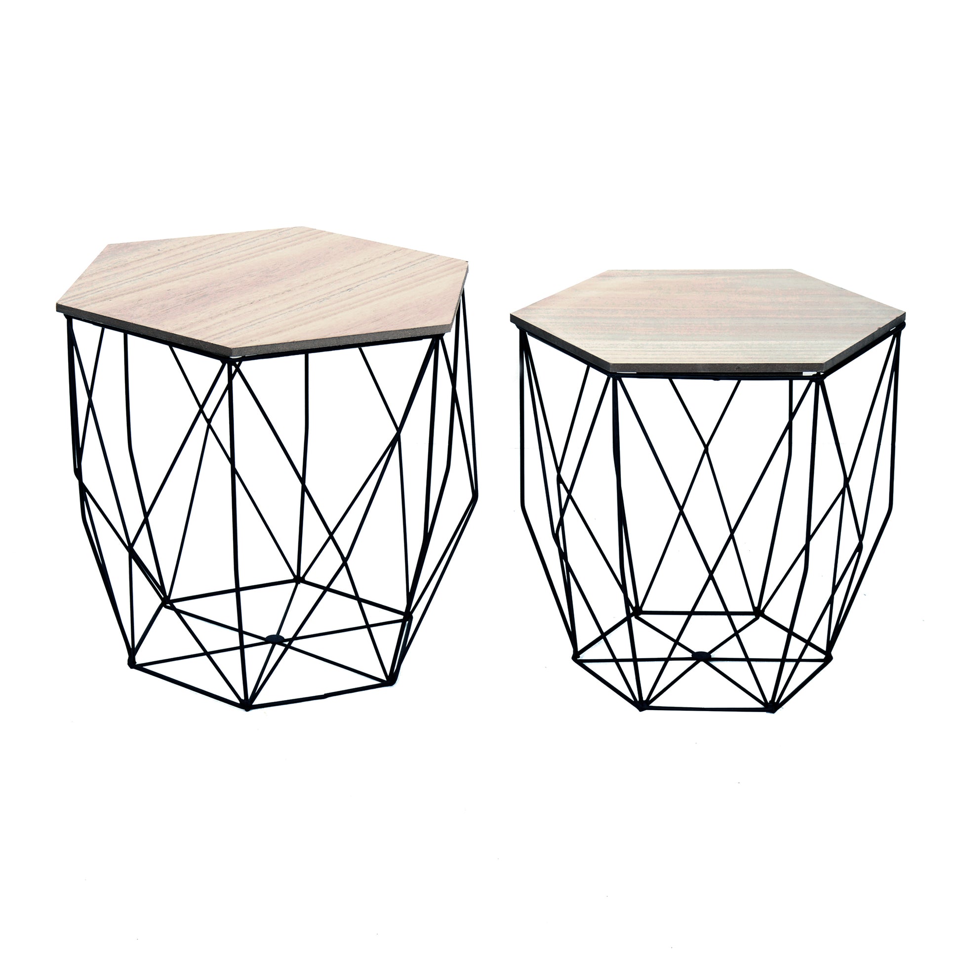 Set 2 Tavolini Prism Rovere Nero
