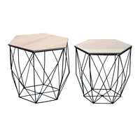 Set 2 Tavolini Prism Rovere Nero