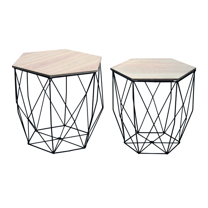 Set 2 Tavolini Prism Rovere Nero