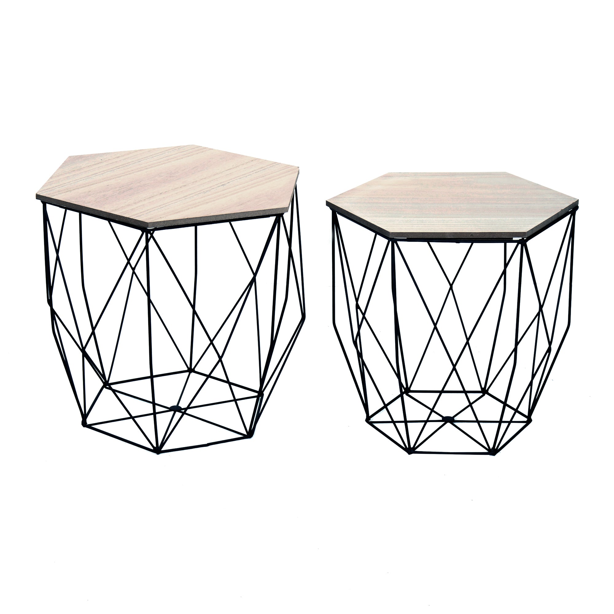 Set 2 Tavolini Prism Rovere Nero