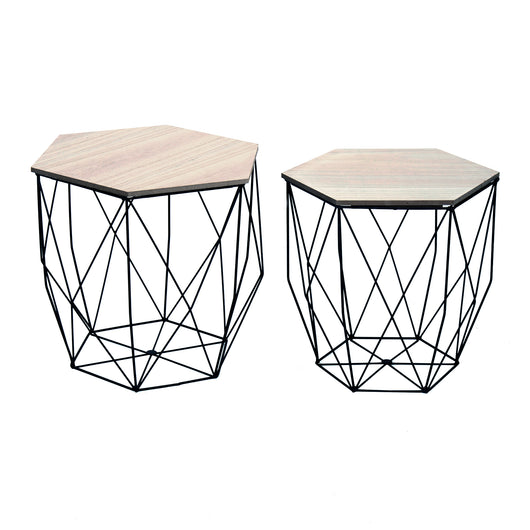 Set 2 Tavolini Prism Rovere Nero