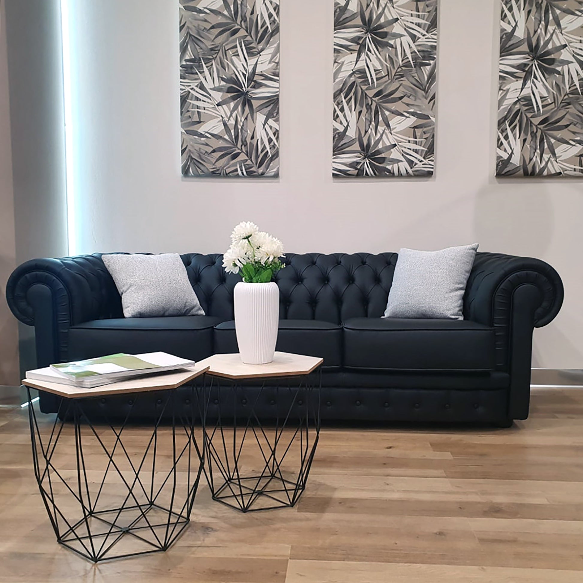 Set 2 Tavolini Prism Rovere Nero