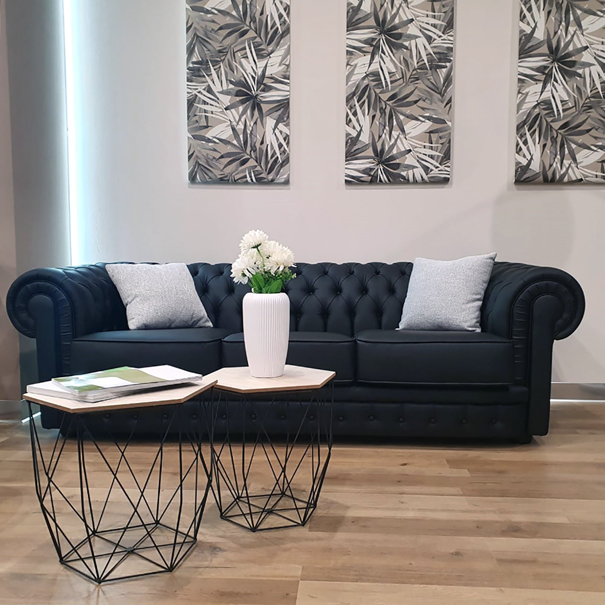 Set 2 Tavolini Prism Rovere Nero