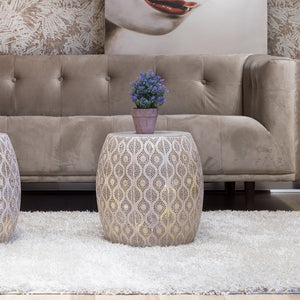 Tavolino Tribeca In Metallo In Rosa Chiaro E Oro