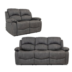 Divano Recl. Cross 3+2 Man. Nabuk Grigio