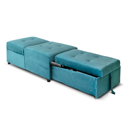 Poltrona Pouf Chaise Longue Nuit Velluto Petrolio