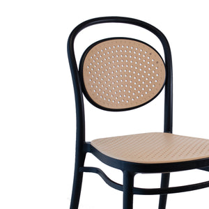 Set Da 4,Sedia Cosette Nera / Corda In Polipropilene