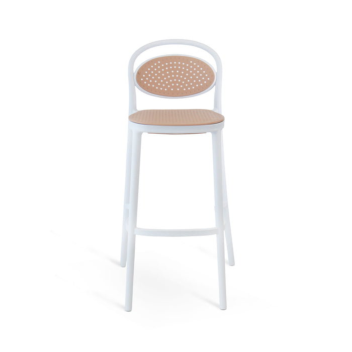 Set Da 2,Sgabello Cosette Bianco / Corda In Polipropilene