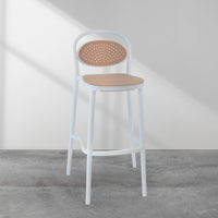 Set Da 2,Sgabello Cosette Bianco / Corda In Polipropilene