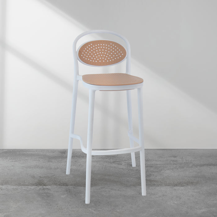 Set Da 2,Sgabello Cosette Bianco / Corda In Polipropilene