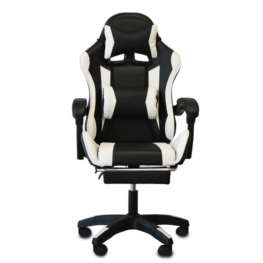 Poltrona Racing Omega C/P-Piedi Nera/Bianca Similp