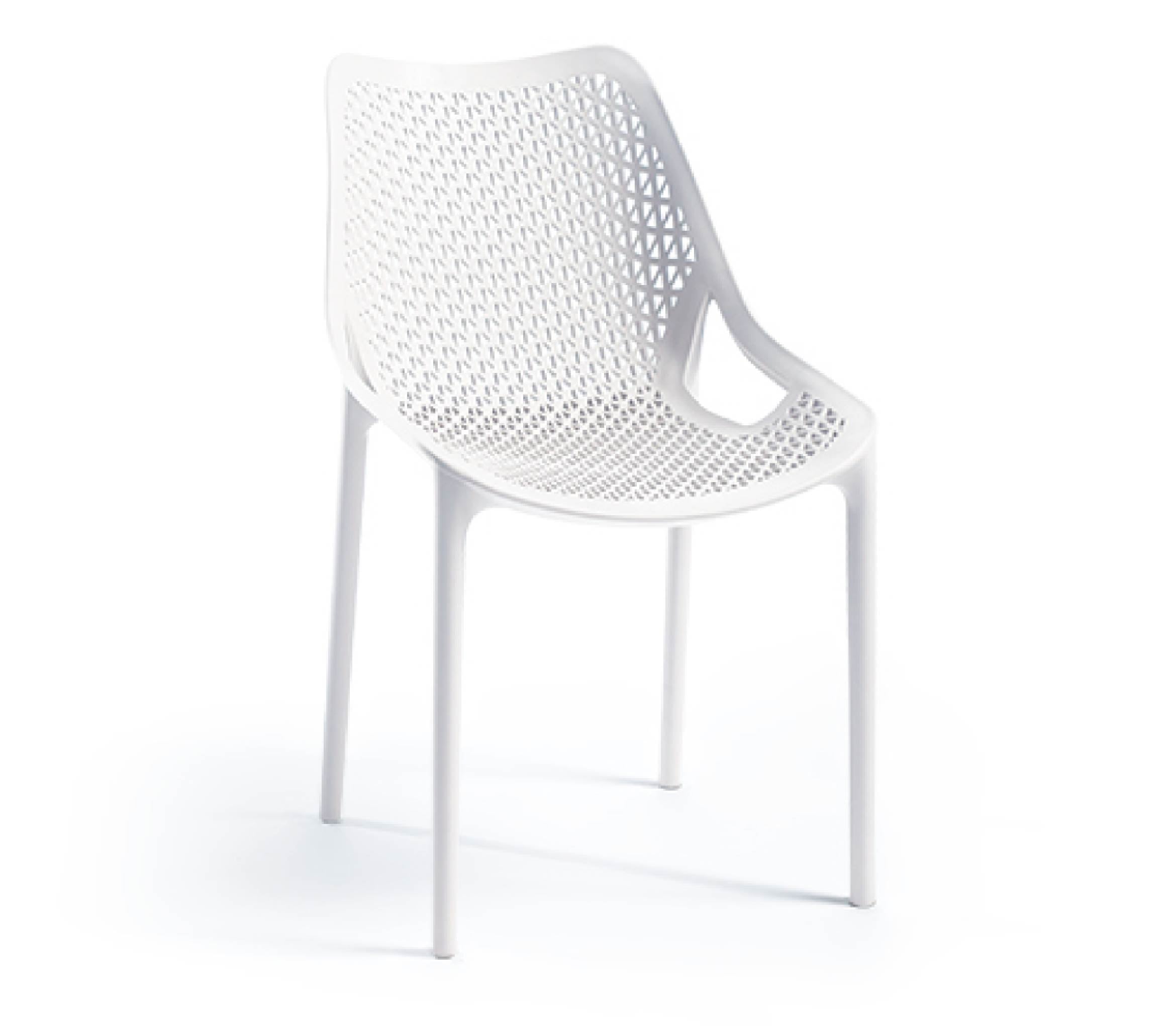 Set Da 4,Sedia Braga In Polipropilene Bianca