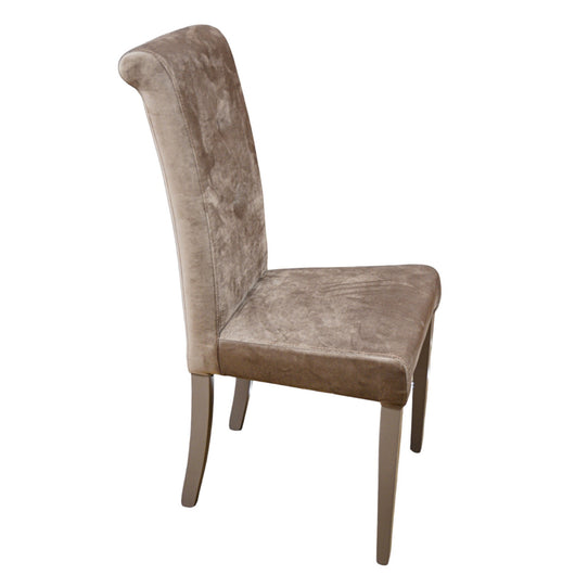 Set Da 2,Sedia Dorotea Velluto Tortora C/Bottoni