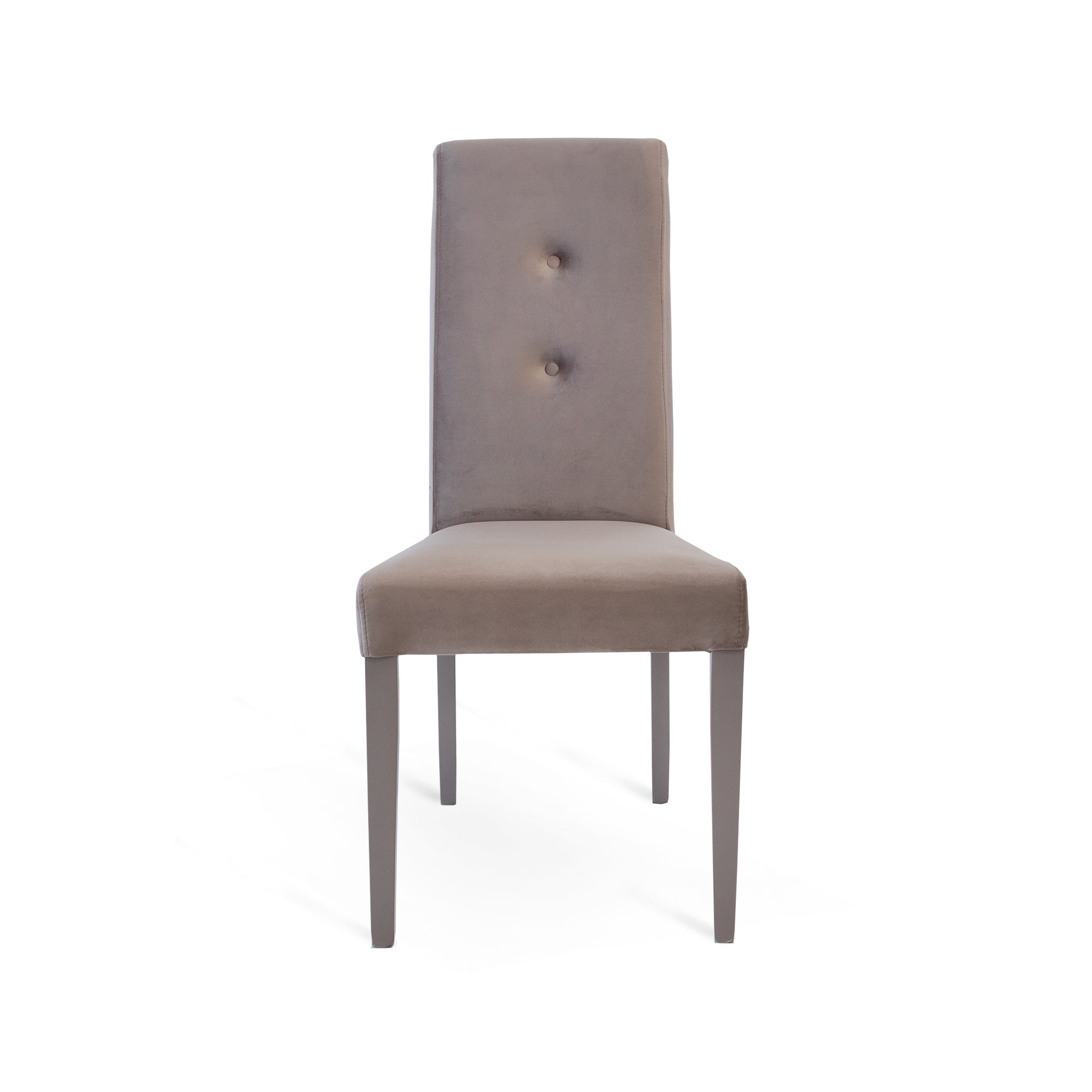 Set Da 2,Sedia Dorotea Velluto Tortora C/Bottoni