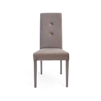 Set Da 2,Sedia Dorotea Velluto Tortora C/Bottoni