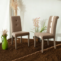 Set Da 2,Sedia Dorotea Velluto Tortora C/Bottoni