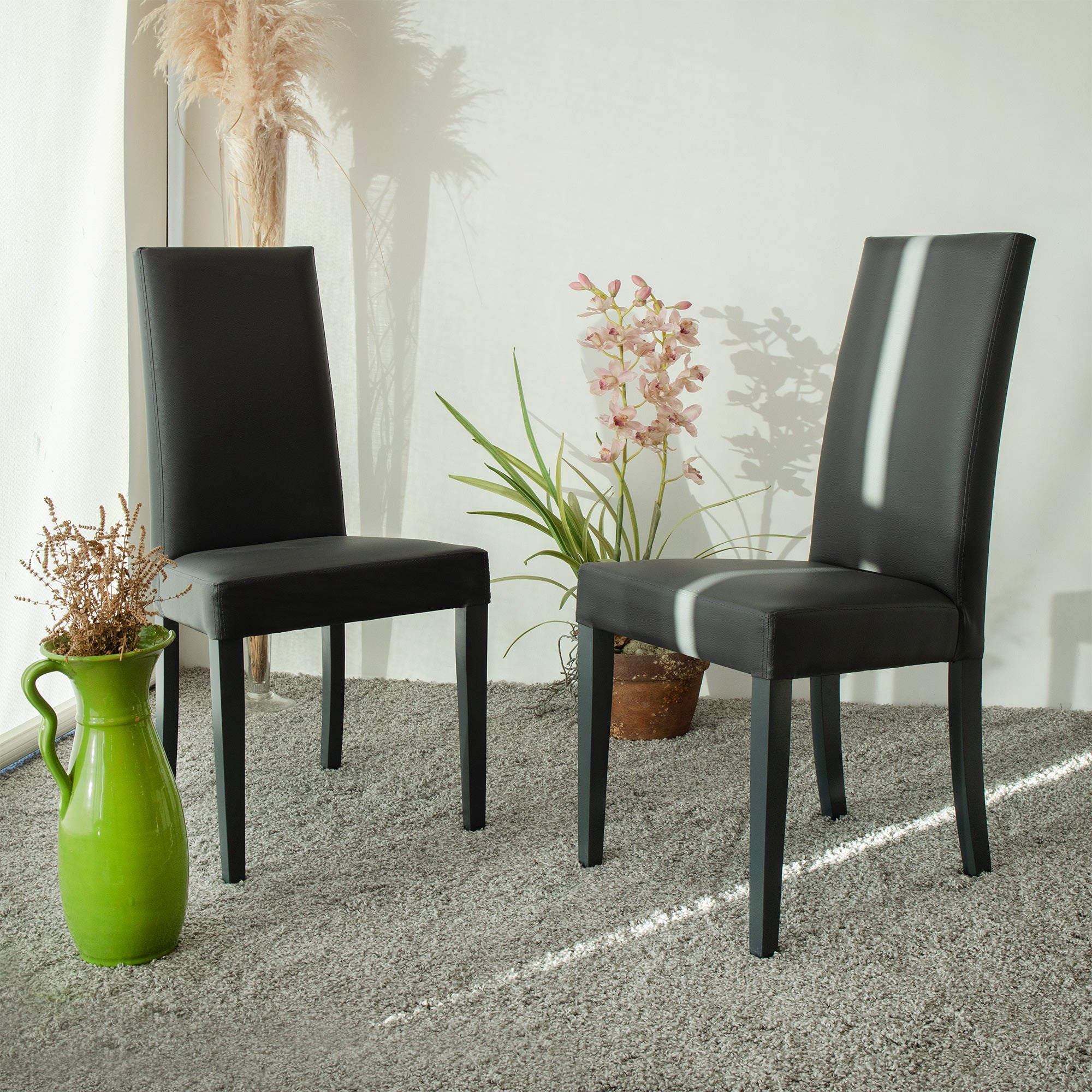 Set Da 2, Sedia Ornella Similpelle Grigia/Gambe Legno