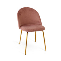 Set Da 2, Sedia Tamara Gold Velluto Cipria Per Soggiorno, Cucina E Arredo Bar