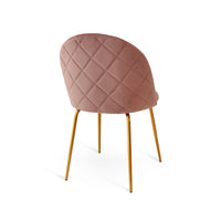 Set Da 2, Sedia Tamara Gold Velluto Cipria Per Soggiorno, Cucina E Arredo Bar