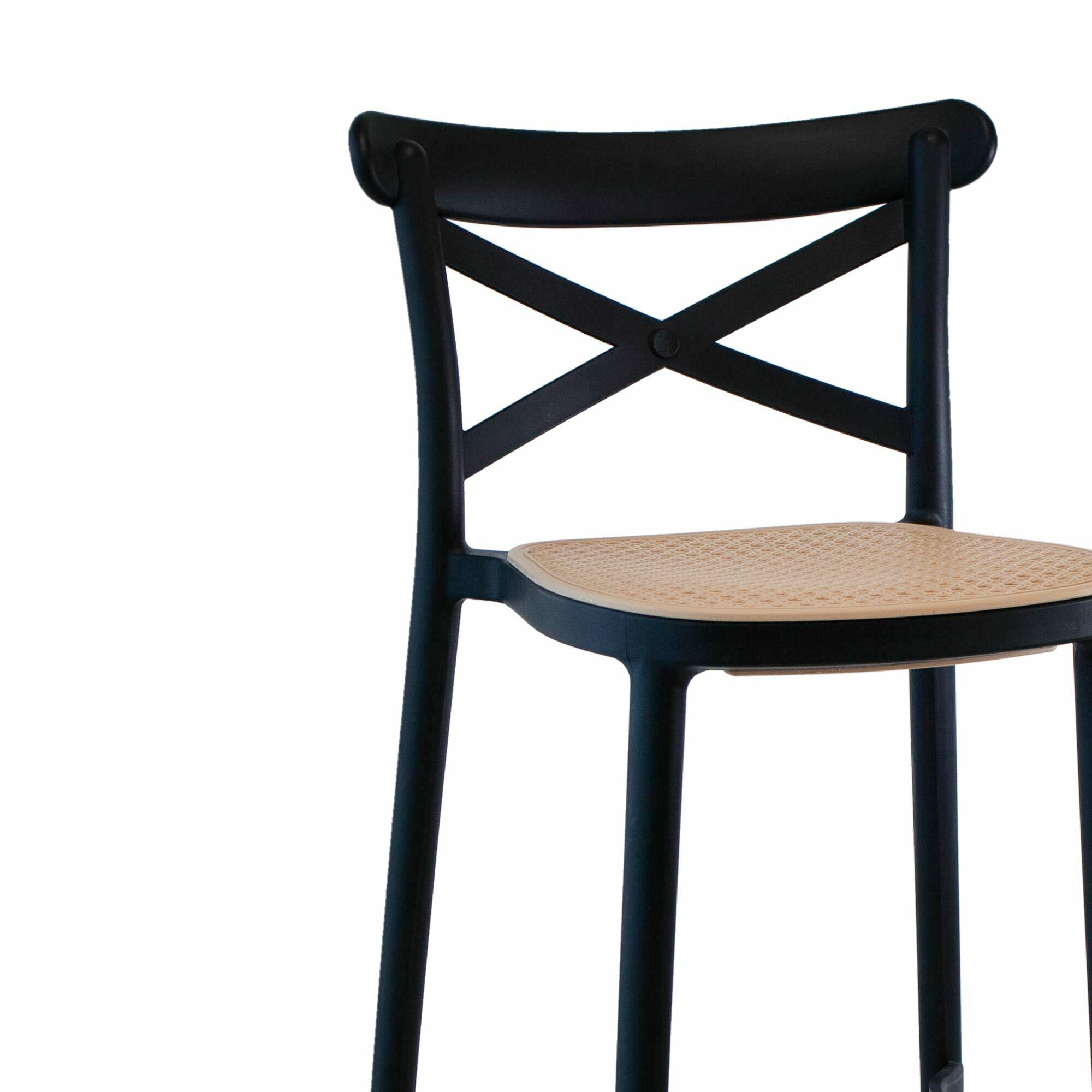 Set Da 4, Sgabello Tosca 2 Nero/Corda Polipropilene