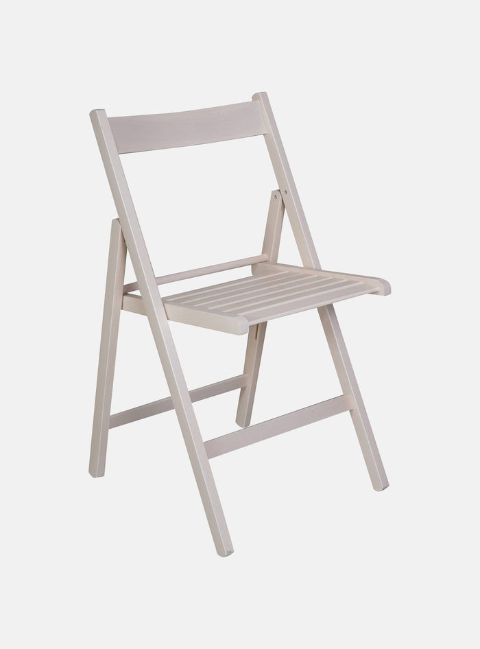 Sedia pieghevole moderna in legno, per balcone o giardino, cm 42x48h79, Seduta h cm 47, colore Bianco