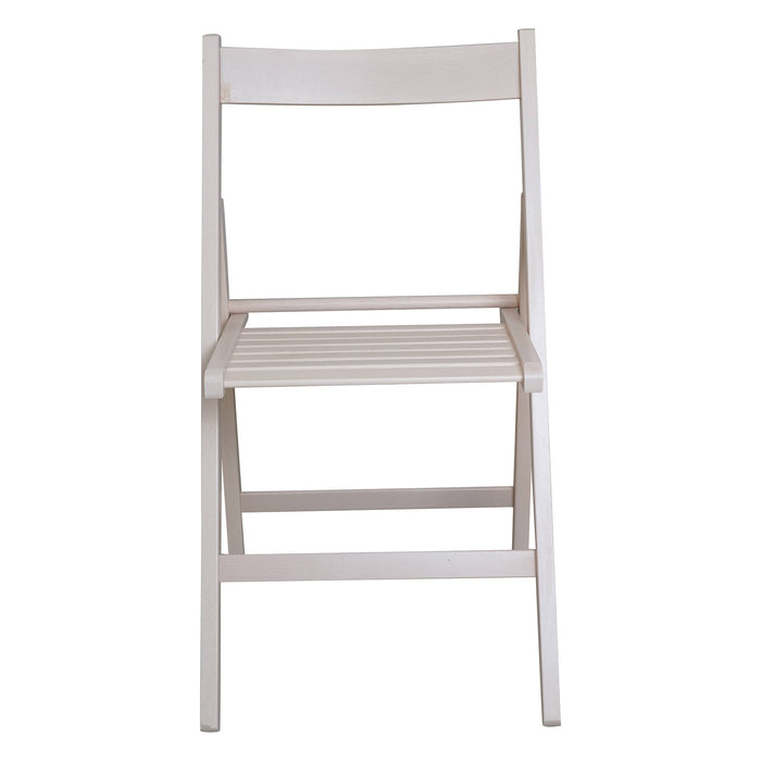 Sedia pieghevole moderna in legno, per balcone o giardino, cm 42x48h79, Seduta h cm 47, colore Bianco